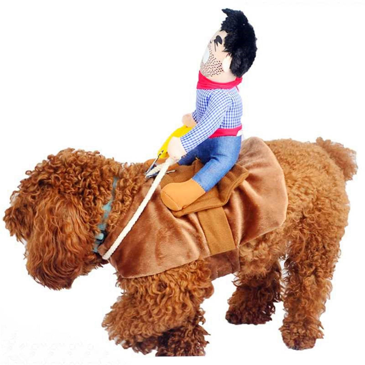 WORDERFUL Cowboy Rider Dog Costume - Halloween Dog Rider Costumes Funny Pet Chucky Clothes with Doll and Hat,Costumes for Small Medium Dogs