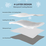 ZAKAPAWS Cooling Blanket for Dogs - Q-MAX>0.4 Waterproof Pet Throw Blanket Bed Cover, Non-Slip Dog Blankets for Couch Protector, Washable Furniture Cover for Summer, Blue,50x60