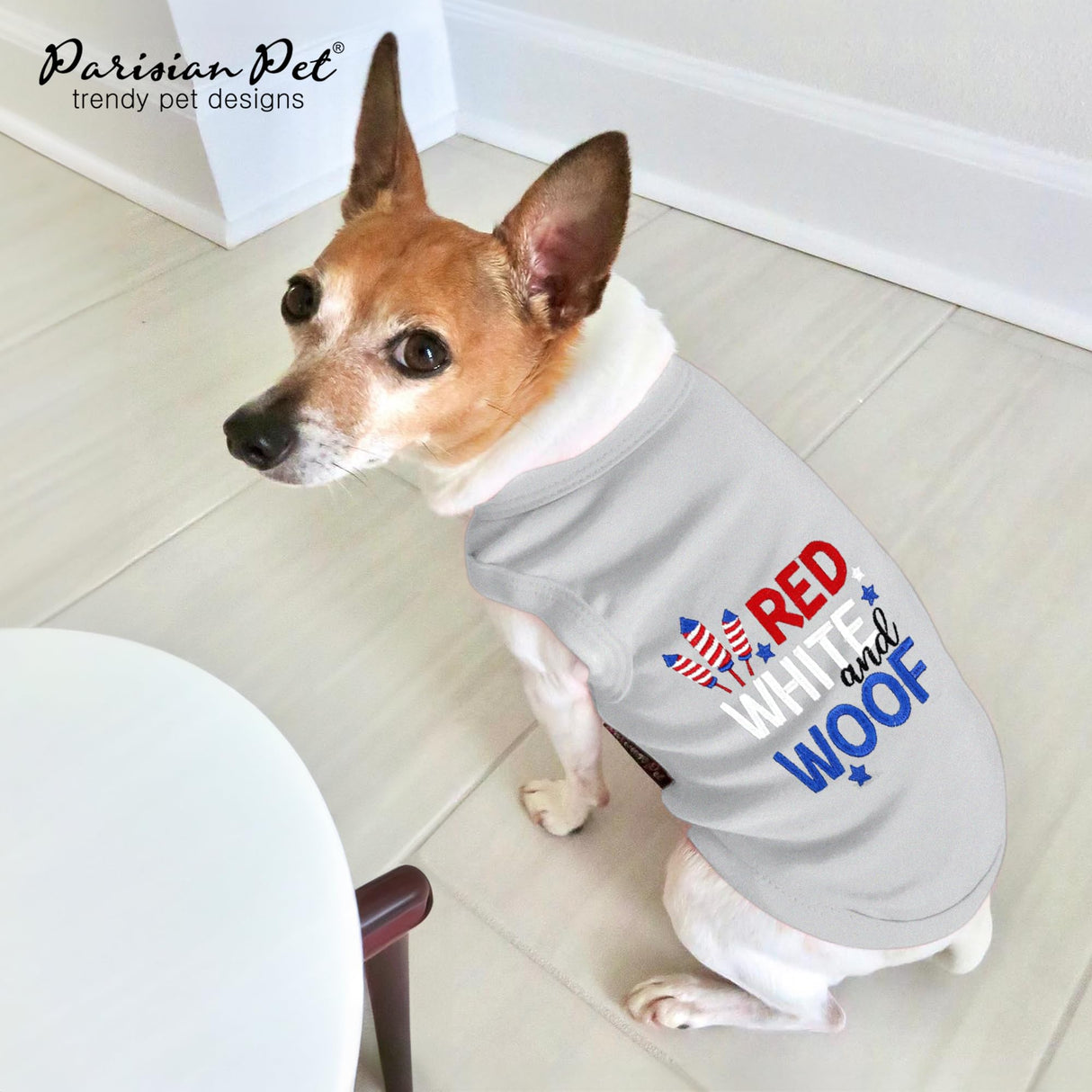 Parisian Pet Patriotic Dog Shirt – 100% Cotton Shirts for Small Dogs – Sleeveless Puppy Clothes – Stylish Dog Apparel for 4th of July – Breathable Clothes for Dogs - Stretchy Pet Vest