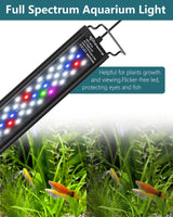 SEAOURA Led Aquarium Light for Plants-Full Spectrum Fish Tank Light with Timer Auto On/Off, 12-18 Inch, Adjustable Brightness, White Blue Red Green Pink LEDs with Extendable Brackets for Freshwater