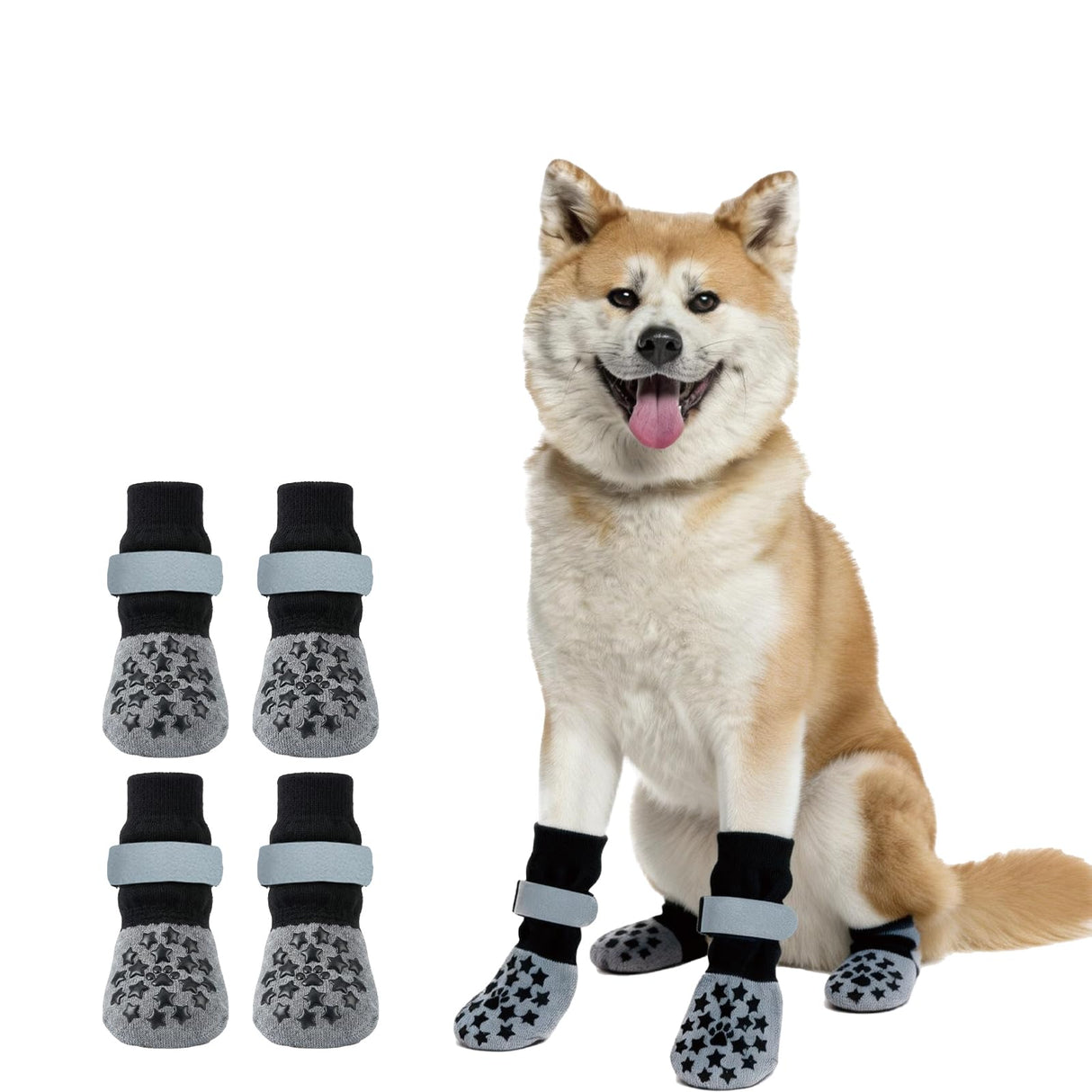 Rigrig Reflective Dog Socks Grippy Socks Prevent Licking Paws，Anti Slip Paw Protection, for Hardwood Floors & Hot & Cold Pavement, Small Medium Large & Senior Dogs