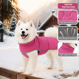 Medium to Large Dog Coat, Winter Dog Jacket, Puppy Cold Weather Coat, Suitable for Winter Warmth (Rose Red, X-Large)
