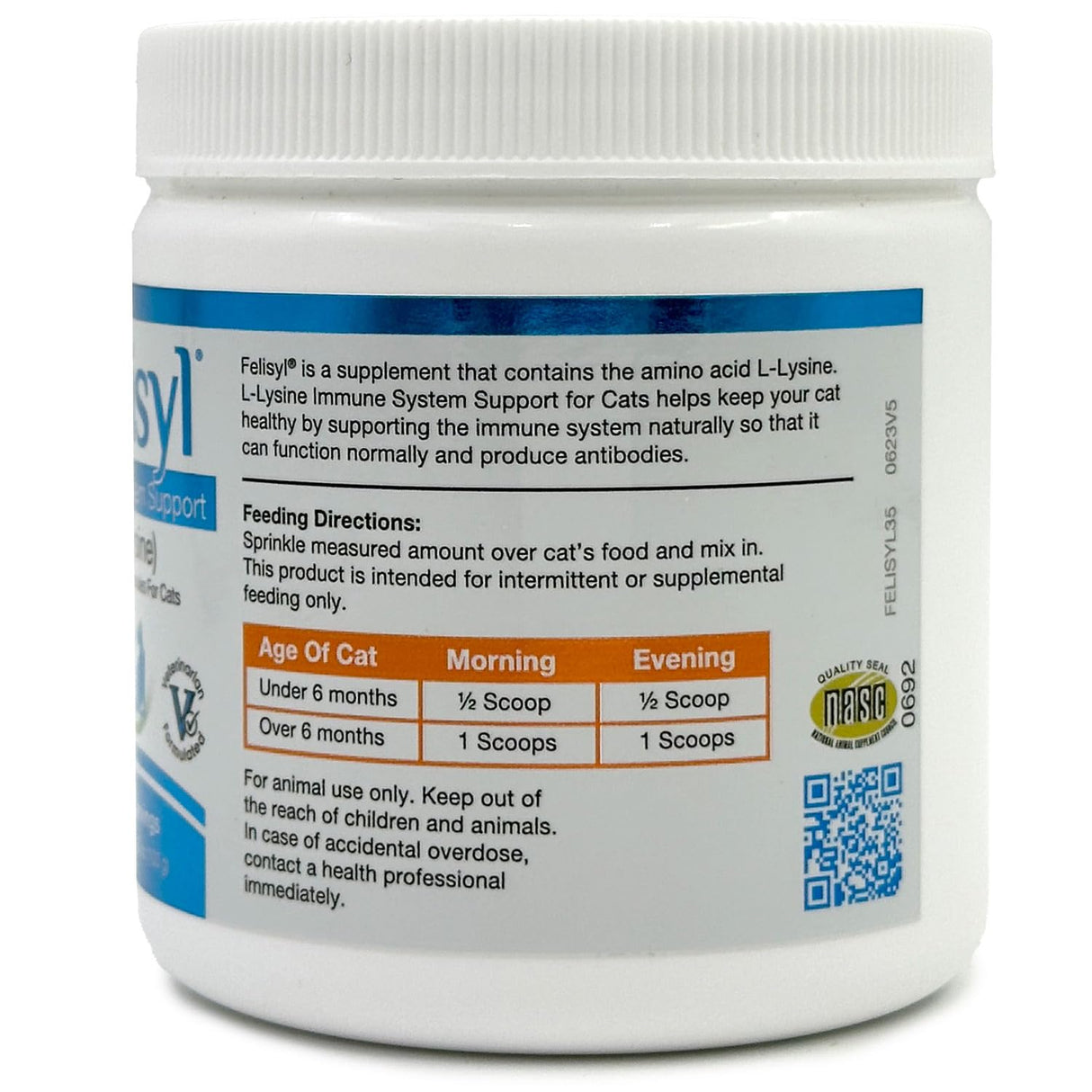 Felisyl L-Lysine Granules for Cats 100g (3.5 oz, 310 Servings) – Supports Immune, Respiratory, and Eye Health. Eases Sneezing, Runny Nose, and Watery Eyes. Tasty Salmon Flavor - Made in The USA