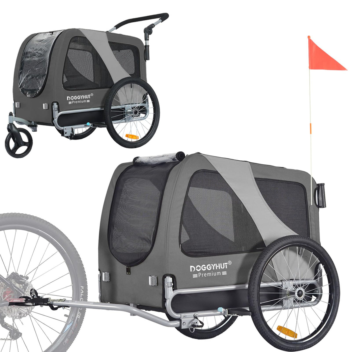Doggyhut Premium Large Pet Bike Trailer & Stroller for Medium or Large Dogs,Bicycle Trailer for Dogs Up to 78 Lbs