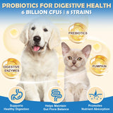 Probiotic Powder for Dogs with Pumpkin, Prebiotics & Digestive Enzymes, 6 Billion CFUs Dog Probiotics for Digestive Health, Diarrhea & Itchy Skin Relief, Chicken Flavor, 90 Scoops