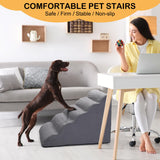 CiWiVOKi Dog Stairs for Bed, 5-Step Dog Steps for Couch and High Bed, Non-Slip Pet Stairs, 24" High Sofa Foam Ramp - Best for Small Pets, Older Cats with Joint Pain