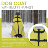 QBLEEV Large Dog Coat, Big Dog Winter Jacket for Large Dogs, XXX-Large Waterproof Cold Weather Snow Vest with Zip & Reflective, Windproof Built-in Harness Warm Fleece Snowsuit Clothes, Green, XXXL