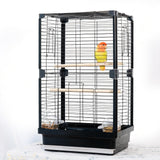 25 inch Bird Cage, Portable Travel Parrot Cage, Double-Layer Parakeet Cage, for Temporary Pet Accommodation, Trip to Vet, Short Trip, Camping, Black