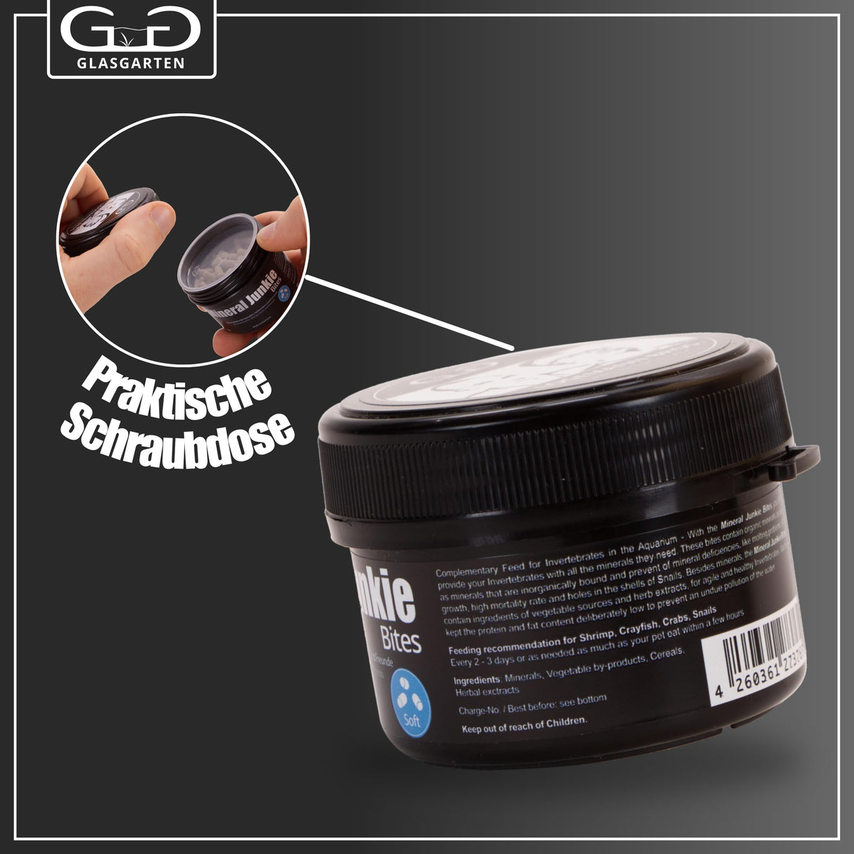 GlasGarten Mineral Junkie Bites (Sticks) for Shrimps, Crayfish, Crabs, Snails (50g)