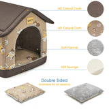 Jiupety Dog House Indoor, L Size Indoor Dog House for Medium Dog, Warm Cave Sleeping Nest Bed for Cats and Dogs, Brown