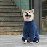 ROZKITCH Warm Dog Pajamas for Large Dogs, Windproof Full Coverage Pet Pjs, Soft Fleece Jacket with Full Coverage, Pullover Winter Coat with Super Warm Jump Suit Blue XXL