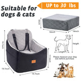 Ztinng Dog Car Seat for Small/Medium Dogs/Cats up to 30 lbs Memory Foam Pet Booster Seat with Detachable Washable Cover Travel-Safe Car Bed with Safety Belt/Storage Pockets Easy to Install