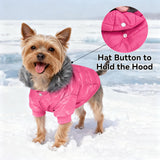 LESYPET Dog Coat for Small Dogs, Windproof Doggie Puffer Jacket with Leash Hole, Extra Warm Dog Jacket Winter Coat, Pink XL