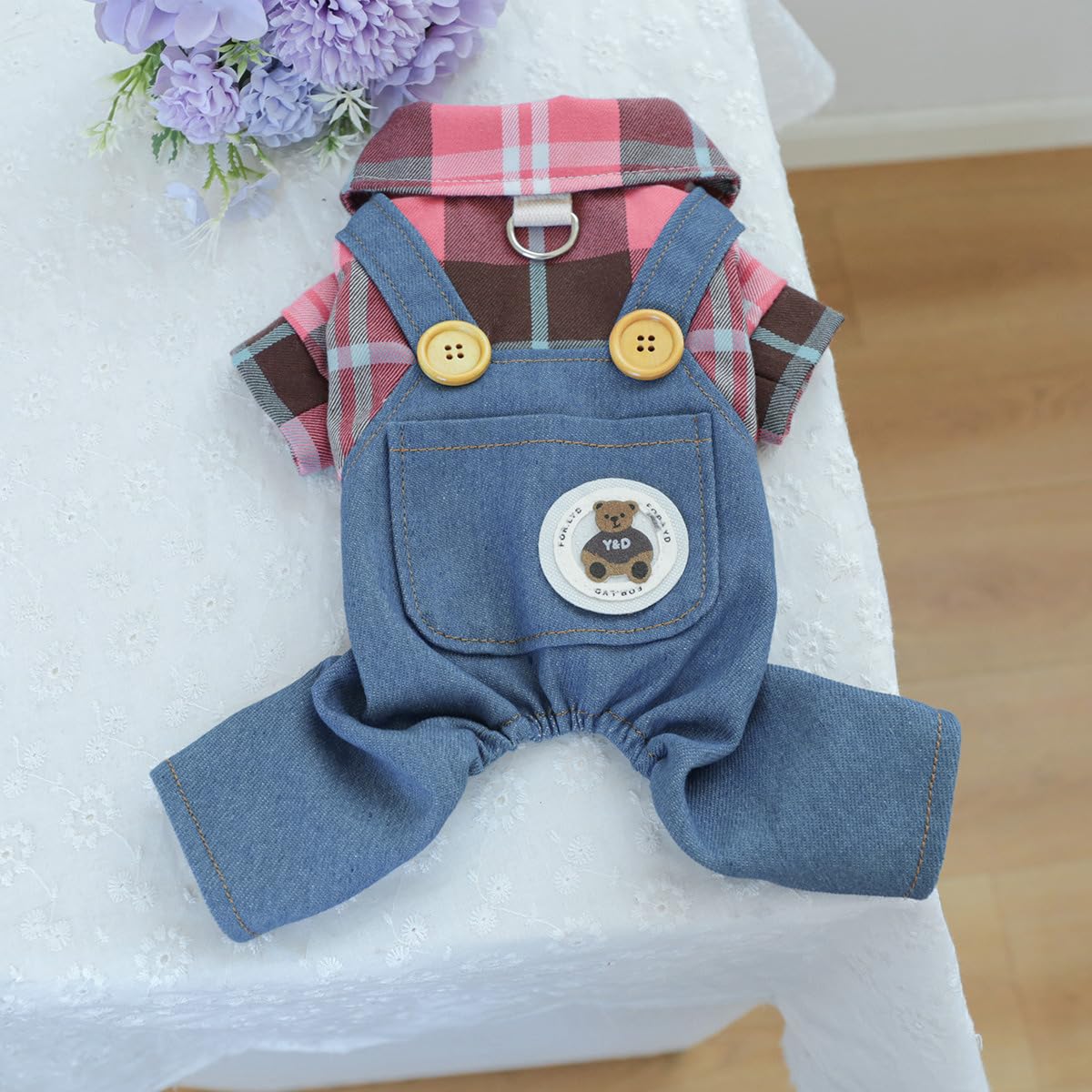 Dog One-Piece Outfit Puppy Cute Sweater Shirt Corduroy Pants Dog Comfortable Soft Overalls Pet Stylish Fall Winter Clothes for Small Dogs Chihuahua Dachshund Daily Holiday Jumpsuit Costume