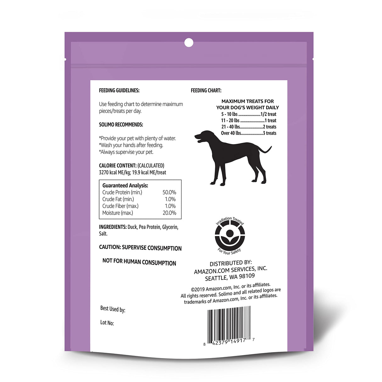 Solimo Duck Jerky Dog Treats,2 pounds