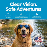 PetSpex® Dog and Cat Sunglasses, Pet Goggles with UV Protection, Windproof Water Resistant Pet Glasses with Adjustable Head and Chin Straps for Outdoor Adventures, Small, Black