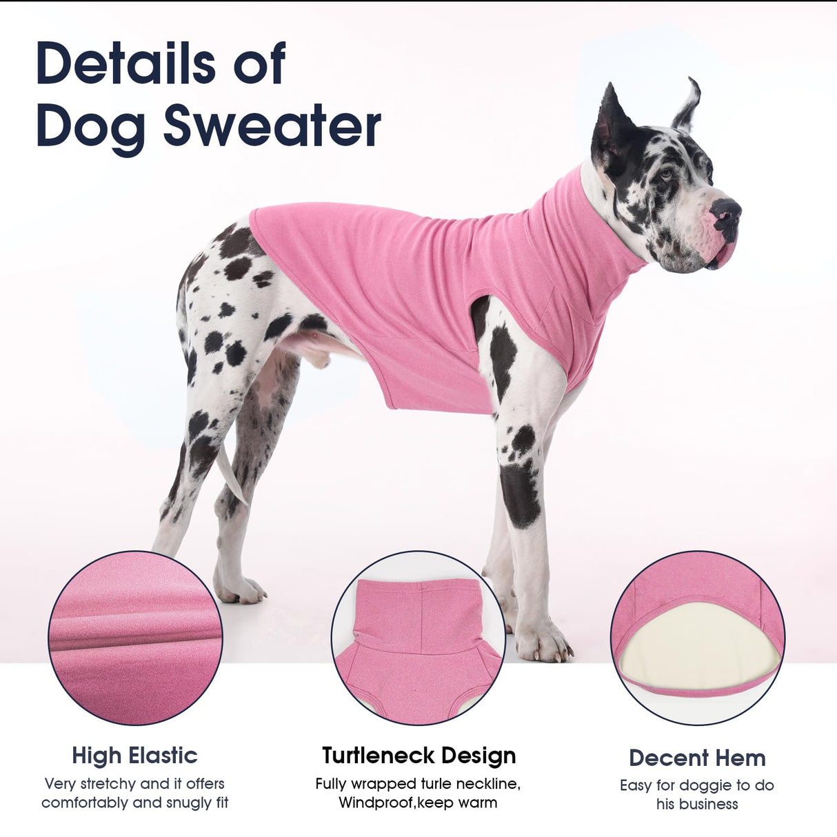 IECOii Small Dog Sweater,Stretch Fleece Vest - Pink, Medium,Warm Pullover for Winter Spring and Fall, Soft & Lightweight Dog Sweatshirt Indoor Outdoor Clothes,Turtleneck for Small Medium Dogs Girl Boy