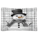 Coikll Snowman with A Black and White Plaid Pet Bed Pad Soft Dog Bed Mat with Anti-Slip Bottom, Machine Washable Crate Pad Mattress for Dog Sleeping- 24 * 18 inches