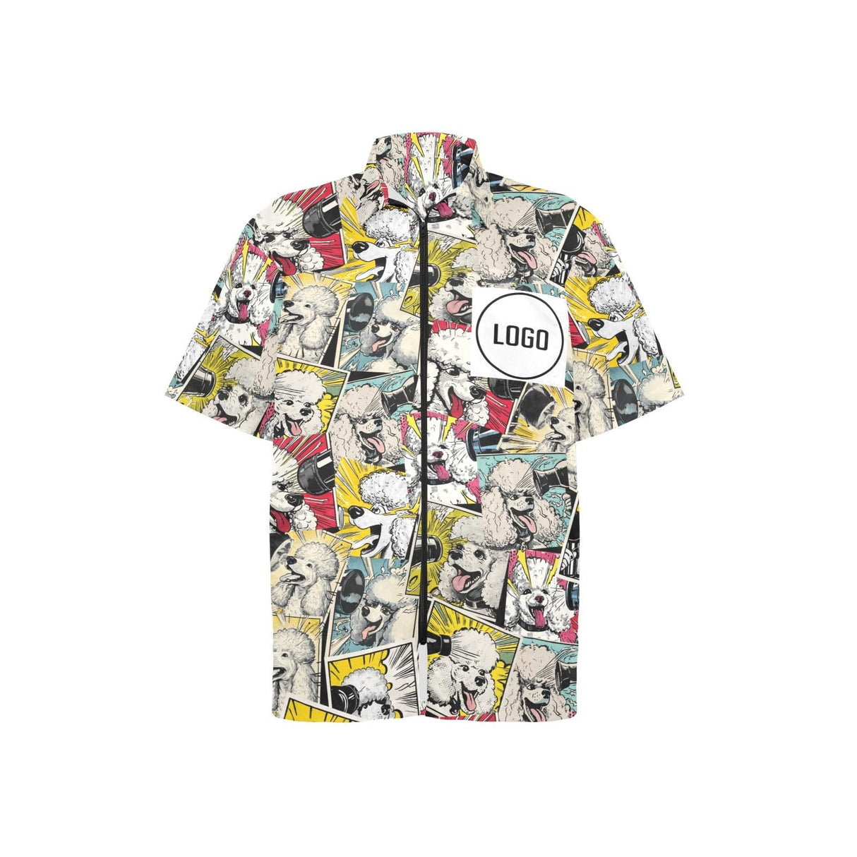 COWSROCK Custom Dog Grooming Smock with Cute Puppy Print – Waterproof, Hair-Resistant Jacket with Logo and Name, Full-Zip Uniform with Pockets for Groomers, Vets, and Pet Salons