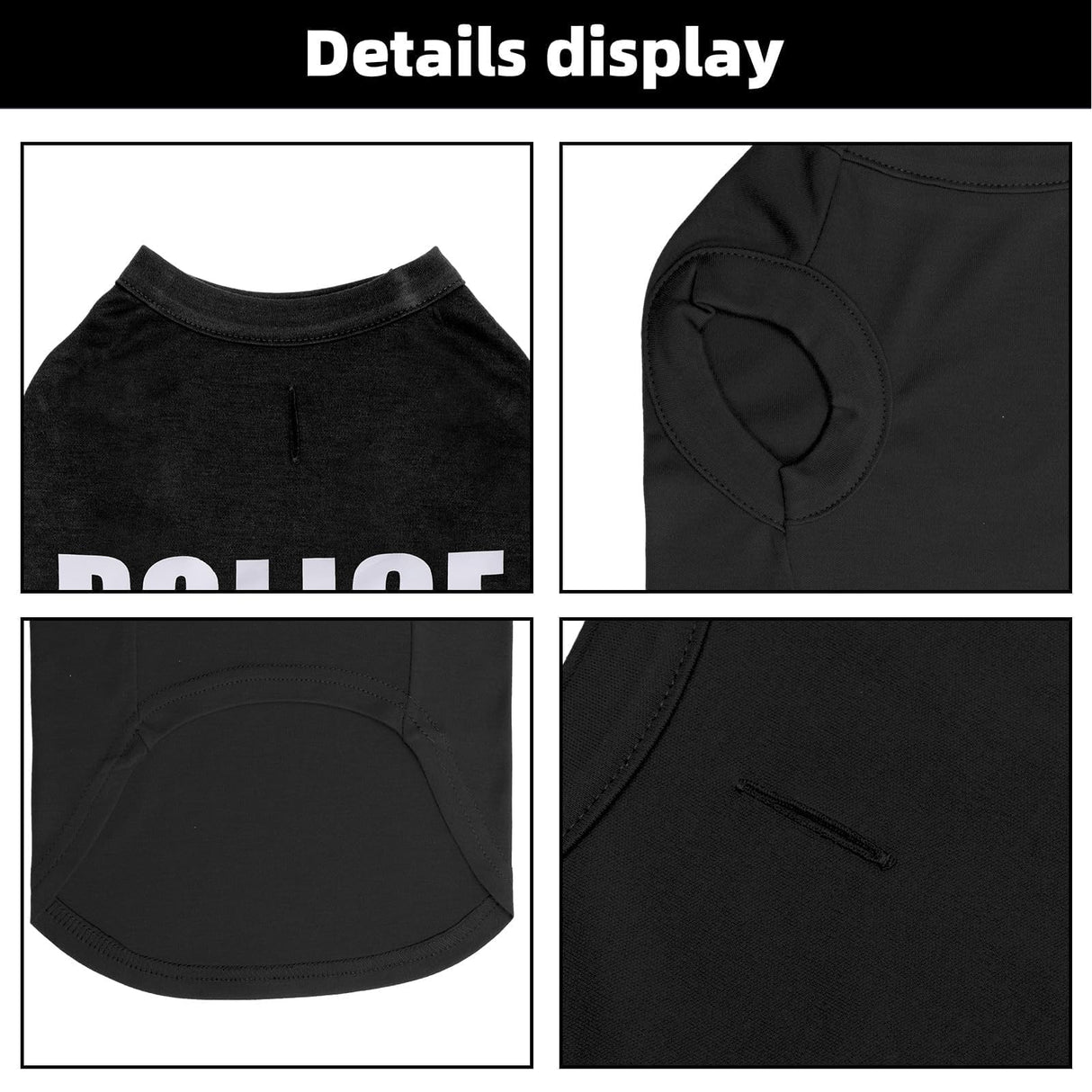 BINGPET Police Dog Shirts,Soft Cotton Puppy Tshirt,Breathable Lightweight Dog Costumes Tank Top Vest,Machine Washable Stretchy Clothes for Small Medium Large Dogs Boy Girl