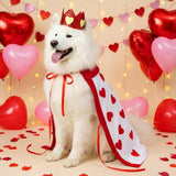 Hillban Valentine's Day Dog Costume Heart Crown and Cape Cover Set Dog Queen Valentines Outfit Heart Cape Hat for Small, Medium, Large Dogs and Pets(L)