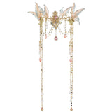 FRESHME Renaissance Butterfly Elf Fairy Crown - Fairy Headband with Pink Butterfly Wings Elf Headpiece with Tassel Elven Tiara Wedding Renfaire Dress Up Cosplay Christmas Accessories for Women