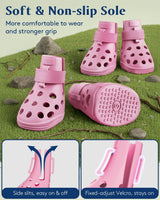 Dog Shoes for Hot Pavement, Breathable Dog Boots Paw Protectors with Adjustable Straps & Non-Slip Sole, Easy On & Off, Waterproof, Easy-Cleaning (Pink, M)