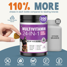 Load image into Gallery viewer, 24-in-1 Dog Vitamins and Supplements 200 Ct Dogs Multivitamin Chewable Contain Chondroitin Probiotics Omega-3 Glucosamine for Dogs Skin Coat Heart Joint Gut Liver Brain Immune Support - Peanut Butter
