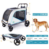 Ownpets Extra-Large Dog Stroller for Large Dogs Up to 154lbs, with Hanging Storage Bag, Foldable Dog Wagon with Adjustable Handle & Breathable Mesh, 4 Wheels Pet Stroller