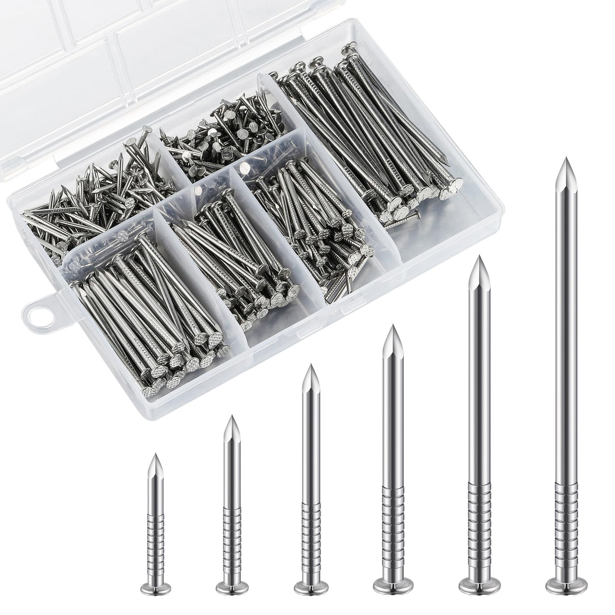 Wensilon 430pcs Stainless Steel 304 Nails Kit, Hanging Nails Kit, Wall Nails Kit, Dowels Kit, Long Nails Kit