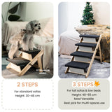 MEWANG Wood Pet Stairs & Ramp for Small/Medium Dogs and Cats, Aging Pets – 3-in-1 Foldable, Portable, Non-Slip Pet Ladder for Tall Beds, Couches,Cars–Holds Up to 220 lbs (31.5" L x 17.2" W x 25.0" H)