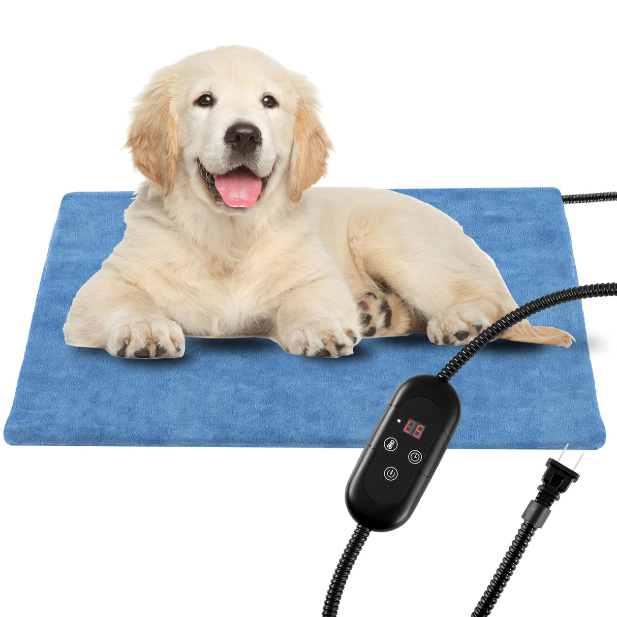 KEKELAN Pet Heating Pad for Dogs, Indoor Outdoor Heated Cat Bed Waterproof Electric Heated Pad Mat for Cats with Chew Resistant Cord,5 Timer and 6 Level Temperature Pet Bed Warming Pad-15.7x27.5
