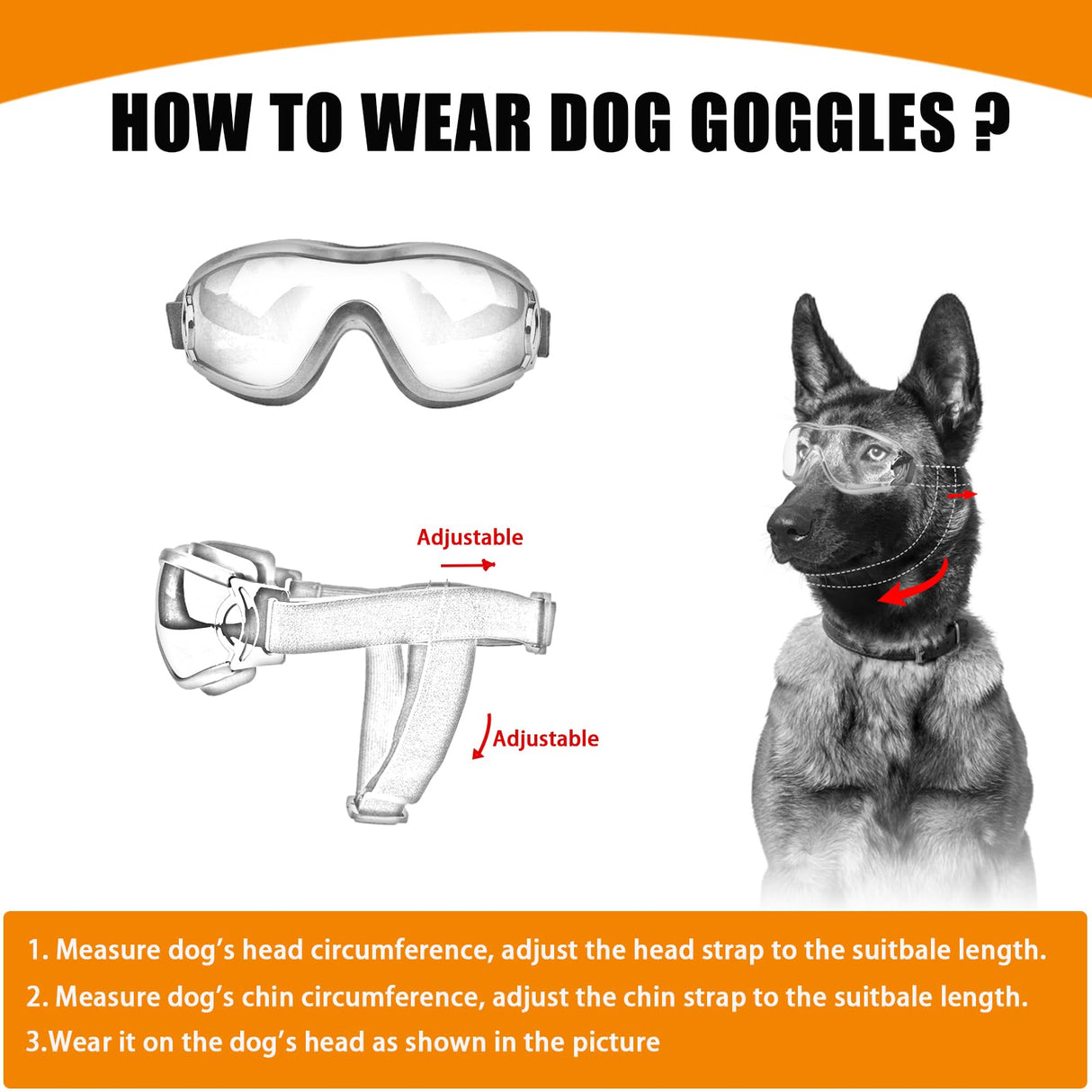 Mitubati Dog Sunglasses Pet Goggles for Medium Large UV Protection Wind Protection Dust Protection Adjustable Strap Dog Glasses Suitable for Snow Beach Motorcycle