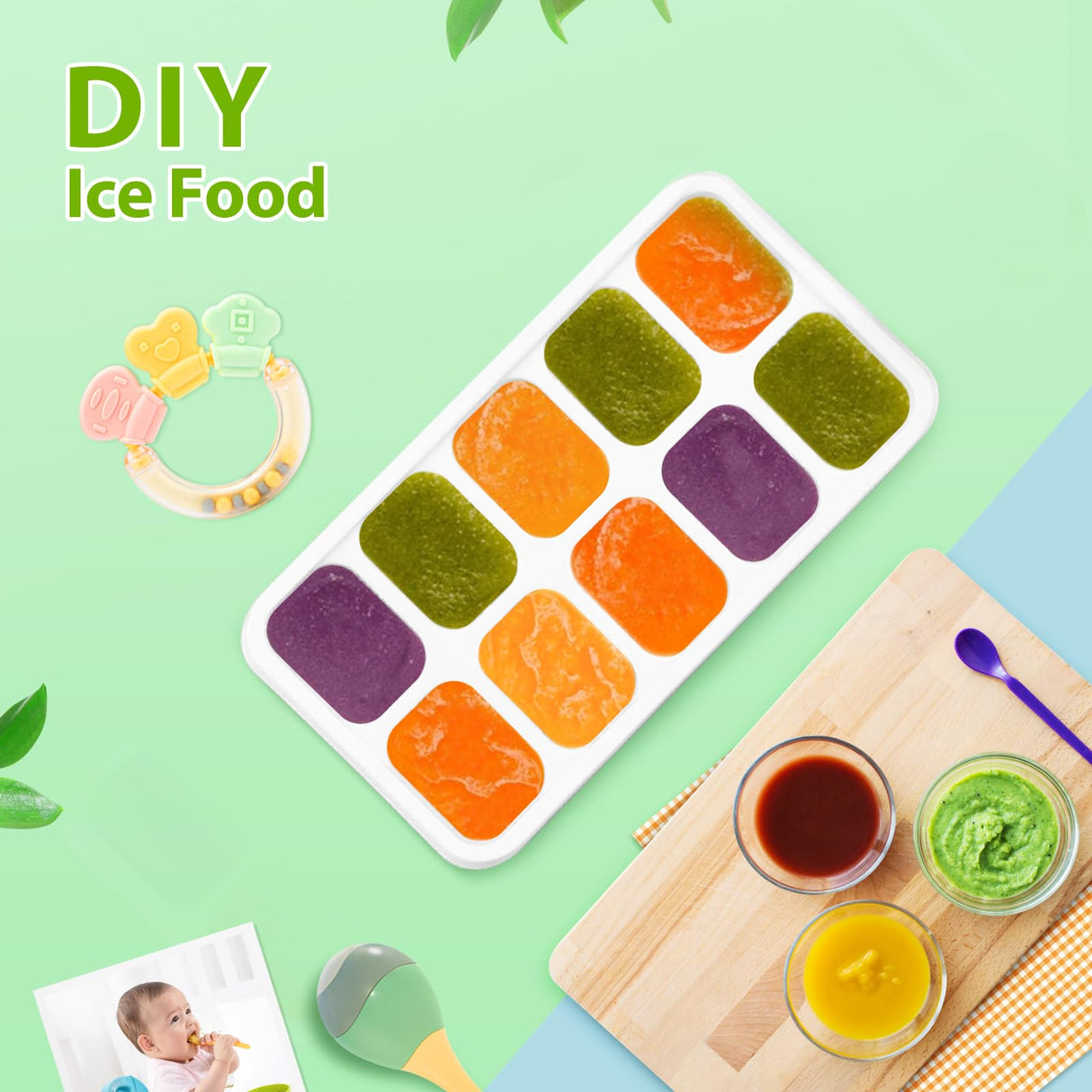 Ice Cube Tray with Lids - 4 Pack Stackable Silicone Ice Trays for Freezer, BPA & LFGB Safe, Easy Release for Kitchen, RV, Cocktail, Coffee, Soup & Food