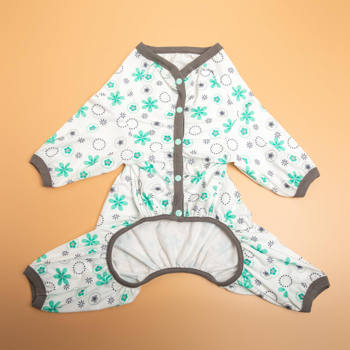 LovinPet Dog Pajamas for Large Dogs Boy,Pet Anxiety Relief PJ's,Uv Protection Pet Tshirt,Dog Comfy Stretchy Fabric,Mint Floral Print, Pullover Pitbull Clothes for All Seasons,Medium