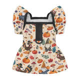 Wiryuouvt Autumn Turkey Gnome Dog Thanksgiving Outfit Fall Dog Dresses for Small Dogs Girl with Leash Ring & Sleeve Ruffles & Breathable, Light Weight Puppy Princess Dress Cat Pet Clothes Apparel