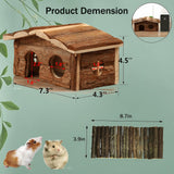 Hamiledyi Hamster Hideout Small Wooden House Natural Wood Rat Hut Hamster Bridge for Dwarf Mouse Playing Hiding