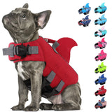 SUNFURA Dog Life Jacket Shark Life Vest for Dogs, Adjustable Swmming Vest with High Buoyancy, Safety Lifesaver with Rescue Handle for French Bulldog Small Medium Breeds, Burgundy XS