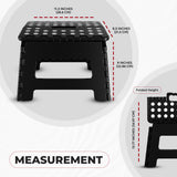 Folding Step Stool with Handle – 9 Inch Anti Slip Collapsible Stool – Holds Up to 300 lbs – Sturdy Plastic Step Stool Foldable for Kitchen, Bathroom and Home Use (1-Pack, Black)