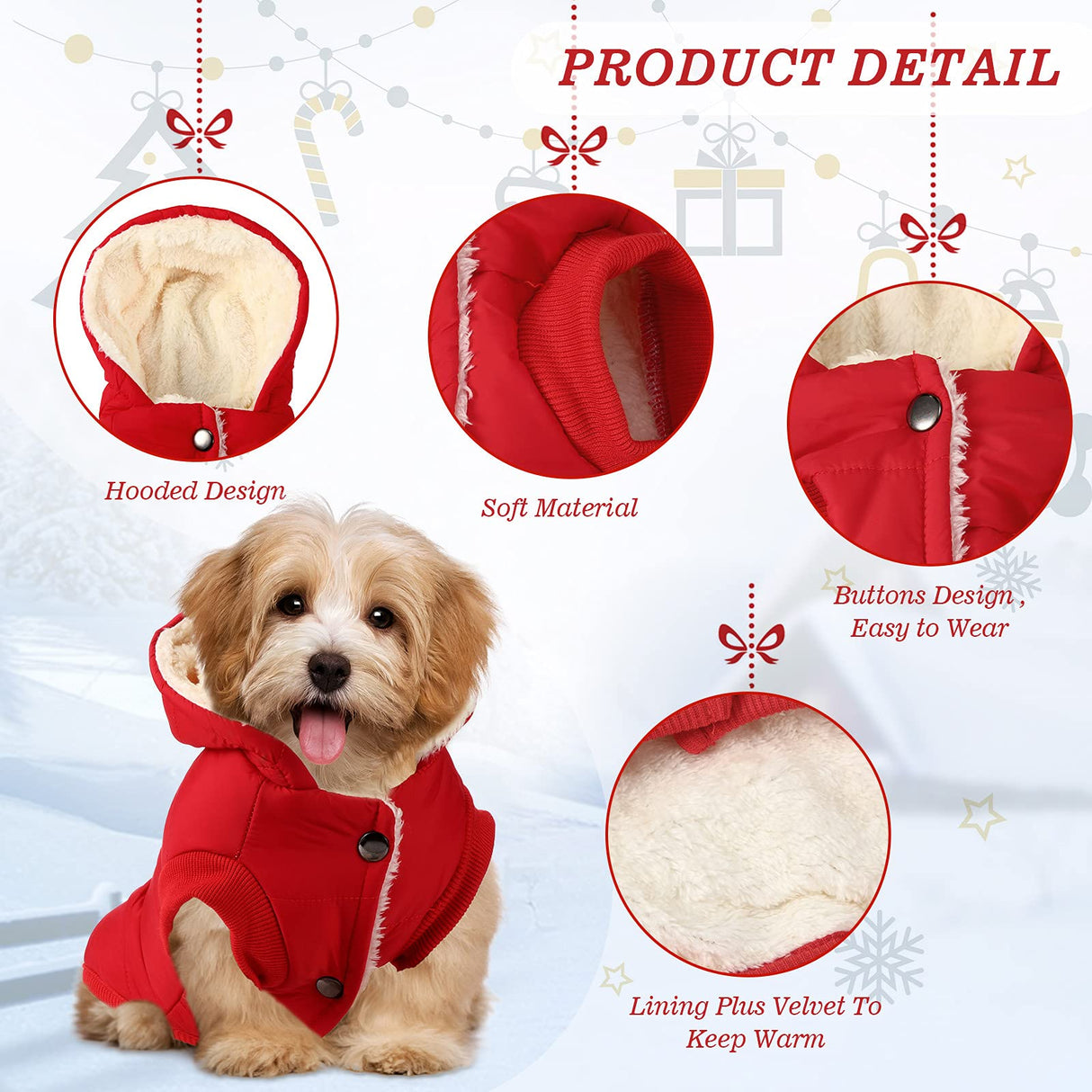 Frienda 3 Pcs Pet Dog Sweater Jacket Winter Knitwear Hoodie Clothes Pocket Puppy Coat Clothing Pup Shirt Costume Sweatshirt Fleece Lining Warm Winter Small Hooded Soft Thickening(Small)