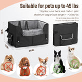 Dog Car Seat for Medium or Large Dogs Size Portable Car Booster Seat for Dogs with Harness and Thick Cushion, Perfect for Small Pet up to 45lbs(Black)