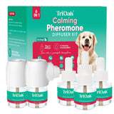 TriOak Calming Diffuser for Dog: Appeasing Dog Pheromones Calming Diffuser Plug in Kit for Separation Anxiety, Stress Chewing, Peeing Accidents, 2 Diffusers + 4 Refills (Teal)