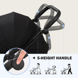 Dec-Mec Dog Stroller for Medium Large Dogs up to 66lbs,Pet Stroller for 2 Small Dogs with Adjustable Handle & Canopy, Foldable,Storage Organizer
