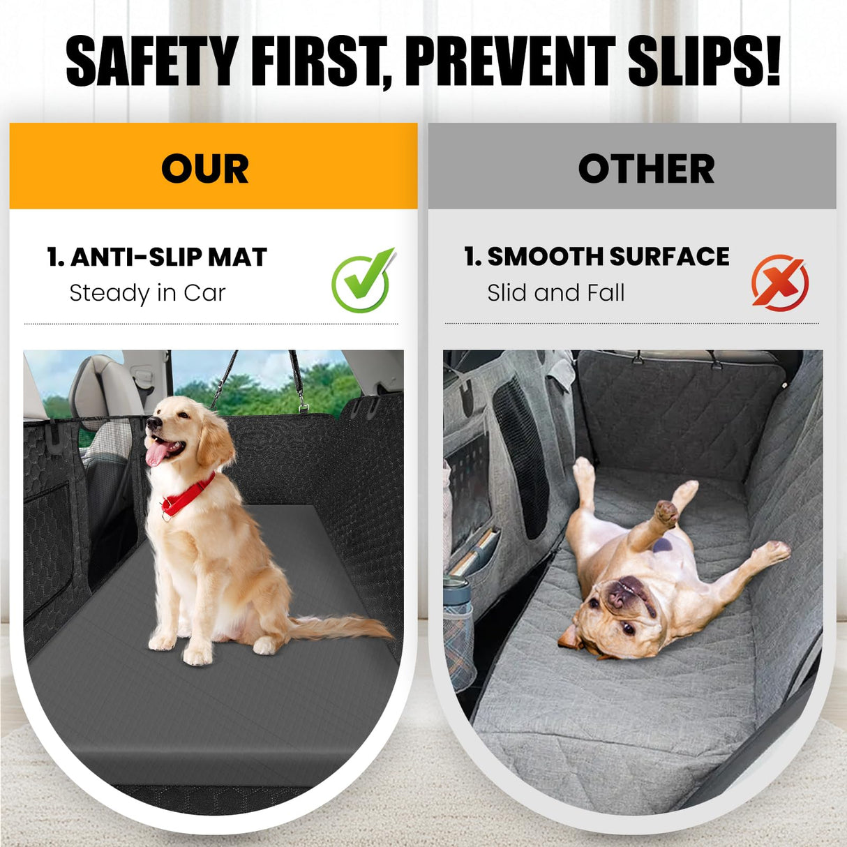 ESCRODOI Dog Car Bed for Back Seat Cover, Supportive Foam Pet Mat Cushion for Car Backseat Extender with Removable Cover, Large Size for SUV & Truck, Easy Clean, Extra Large