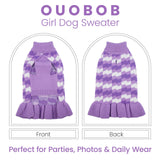 OUOBOB Dog Sweaters for Large Dogs Girl, Dog Sweater Dress with Leash Hole, Thick Turtleneck Knitwear for Female Dogs, Warm Fall Winter Dress for Cold Weather, Thanksgiving, Christmas - Purple XXL