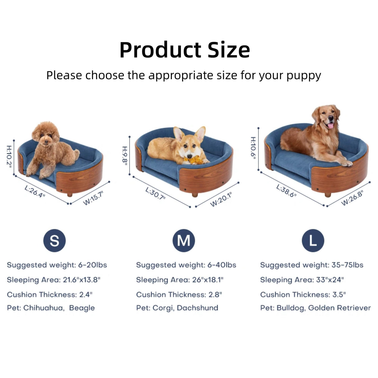 Trygoal Small Dog Sofa Bed with 2.4" Soft Foam, Removable Washable Cover, Elevated Dog Bed Pet Sofa with Solid Wood Legs & Bent Wood Back for Little Breeds, Dark Grey Velvet