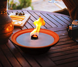 Hyoola 5 Hour Outdoor Firebowl Candle - Unscented Large Flame Wick in Terra Cotta Bowl - Insect and Mosquito Repellent Effect - for Table, Patio, Yard, Camping, Outdoors - Blue.
