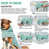 Dog Drying Coat, Microfibre Fast Absorbent Bath Towel With Magic Sticker & Belly Strap - Bathrobe for Puppy, Small, Medium, Large Dogs and Cats