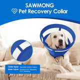 SAWMONG Dog Cone, Soft Dog Cones for Large Dogs After Surgery, Breathable Pet Cone Collar to Stop Licking, Comfy Elizabeth E-Collar for Dogs Cones Alternative (XL,Blue)