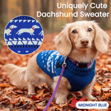 Ultra-Soft & Stretchy Turtleneck Dachshund Dog Sweater, Fall/Winter Knitted Dachshunds Sweaters, Pullover Weiner Dog Clothes for Girls Boy, Puppy Outfit for Male Female Weenie Dogs (Blue, L)